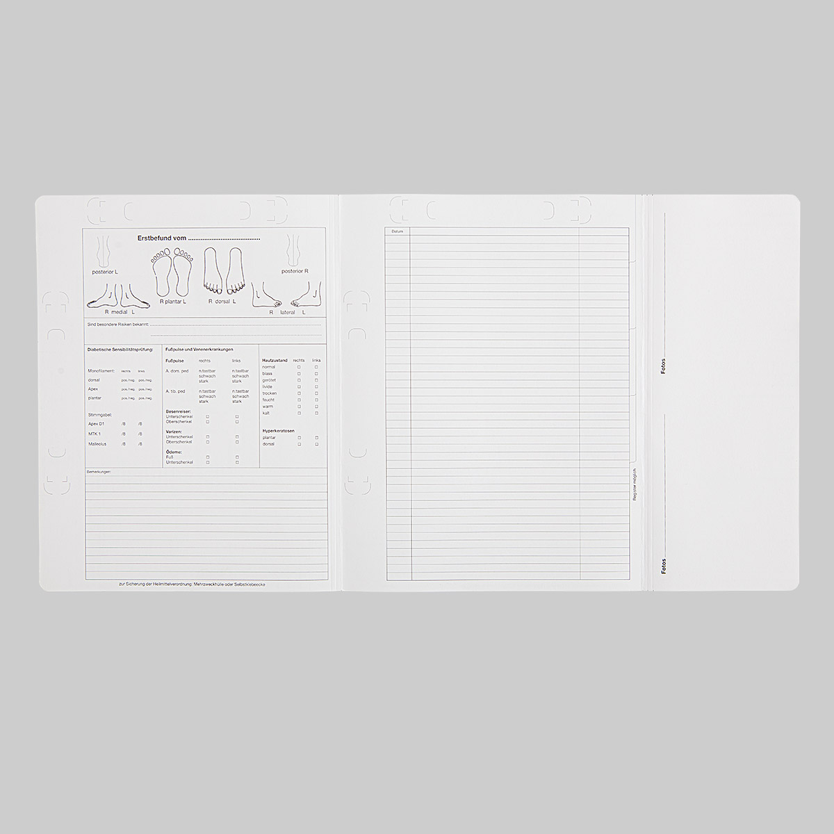 Karteikarte Podologie DIN A4 quer - Dreifachkarte